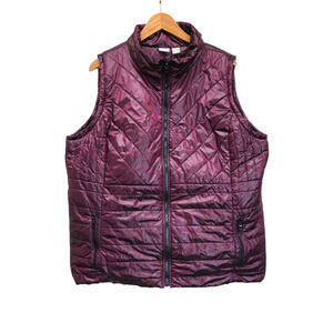 Chicos Zenergy Jacket w/o Arms Puff VEST Pockets Zip Up Wine Sz 4 or XL #b